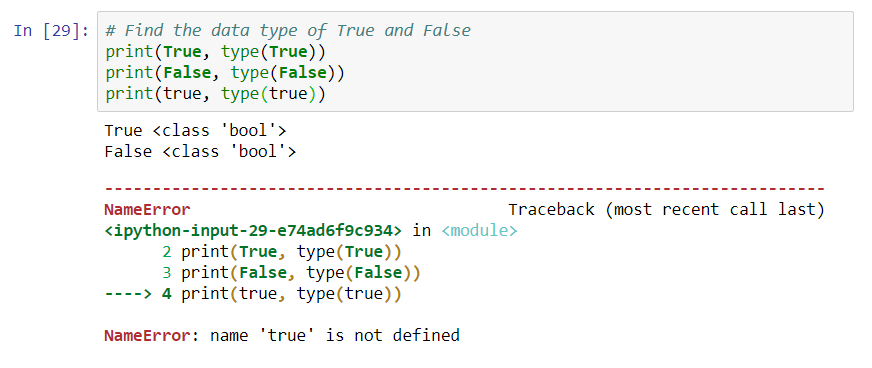 Boolean data types