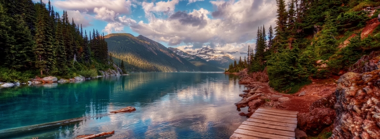 Panoramic mountains and water