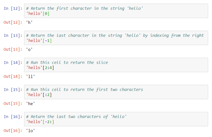 String slicing and indexing